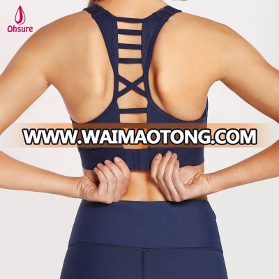 nylon spandex adjustable strap gym bra activewear top sports bra for women