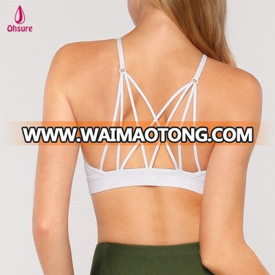 86% nylon 14% spandex womens yoga bra top strappy back bra custom sports bra